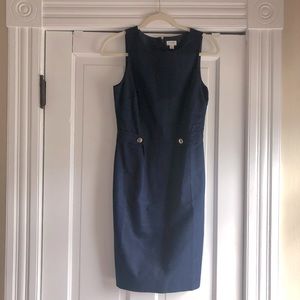 JCrew sz 0navy sheath dress gold button detail